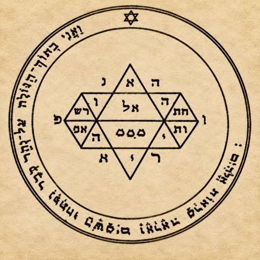Fifth Pentacle of Jupiter from the Key of Solomon — mystical Hebrew names from Ezekiel 1:1, seal for assured divine visions.