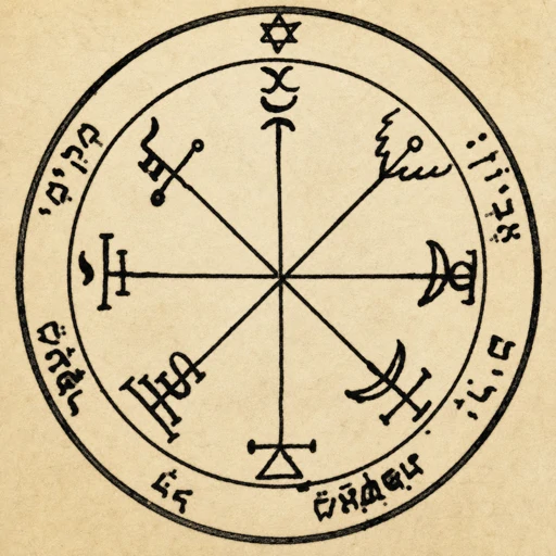 Seventh Pentacle of Jupiter from the Key of Solomon — Mystical Characters of Jupiter, Psalm 113:7–8, against poverty, reveals treasure spirits.