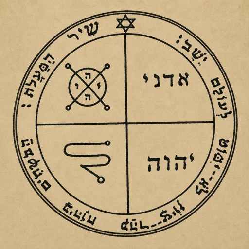 Third Pentacle of Jupiter from the Key of Solomon — IHVH, Adonai, Intelligence of Jupiter seal, Psalm 125:1.