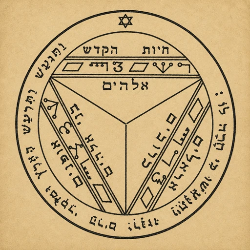 Seventh Pentacle of Saturn from the Key of Solomon — Nine Orders of Angels (Chaioth ha-Qadesh, Auphanim, Aralim, Chashmalim, Seraphim, Malachim, Elohim, Beni Elohim, Cherubim), earthquake office, Psalm 18:7.