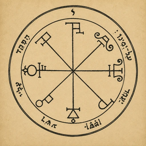 Sixth Pentacle of Saturn from the Key of Solomon — binding and cursing seal, mystical characters of Saturn, demonic obsession working.